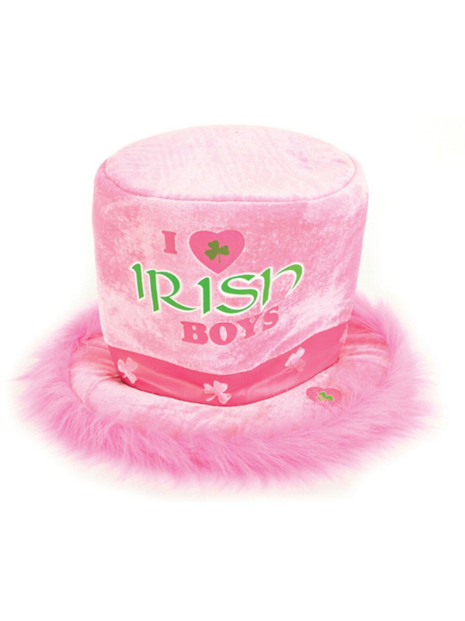 St Patricks Day Pink Green I love Irish Boys Plush Costume Hat